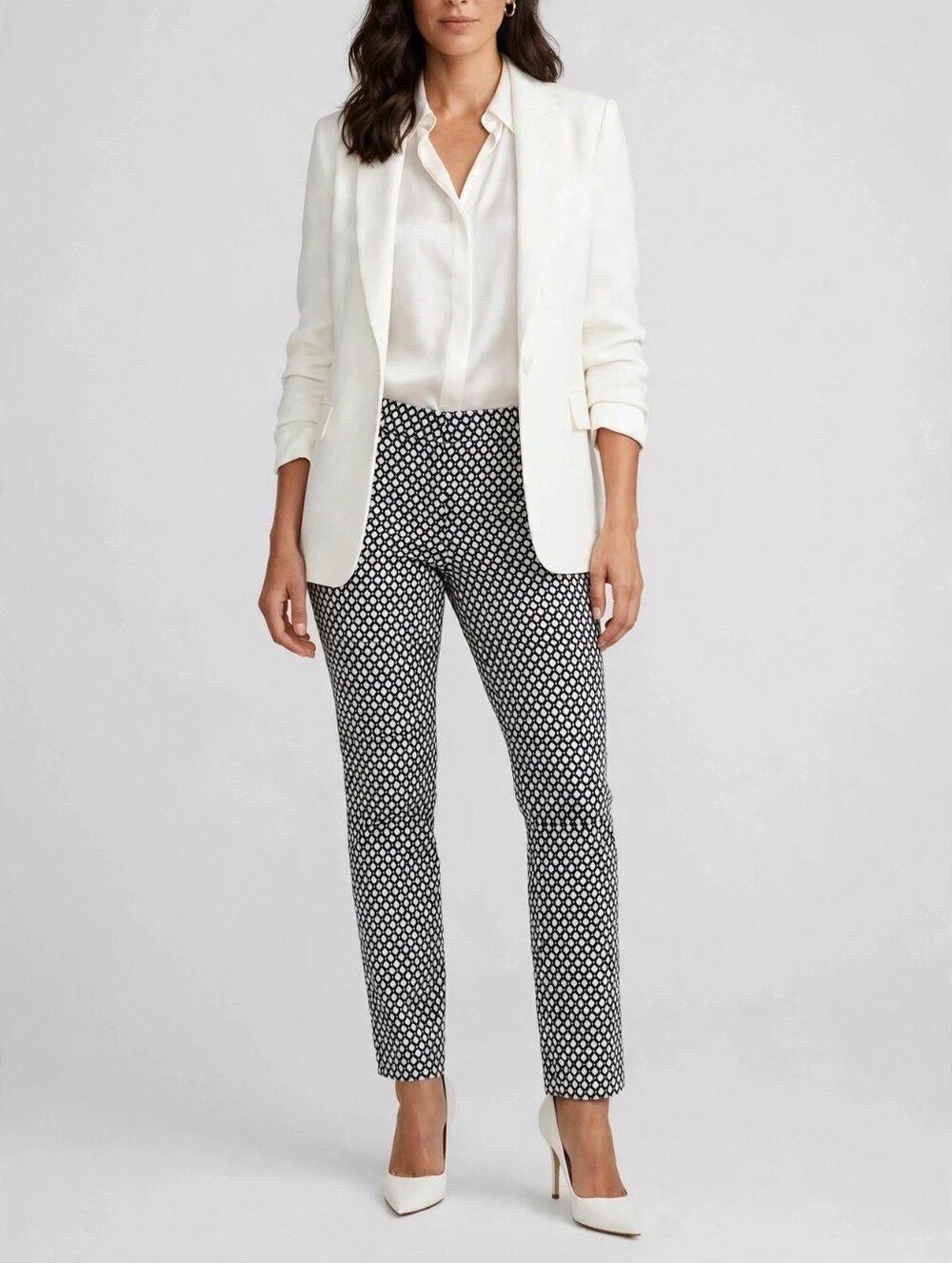 Banana Republic Black & White Geometric Skinny Ankle Pants Size ( 0P)